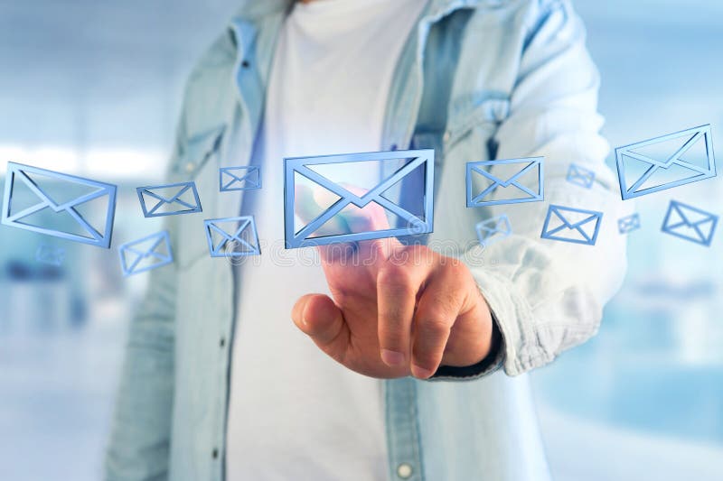 Blue Email symbol displayed on a color background - 3D rendering stock image