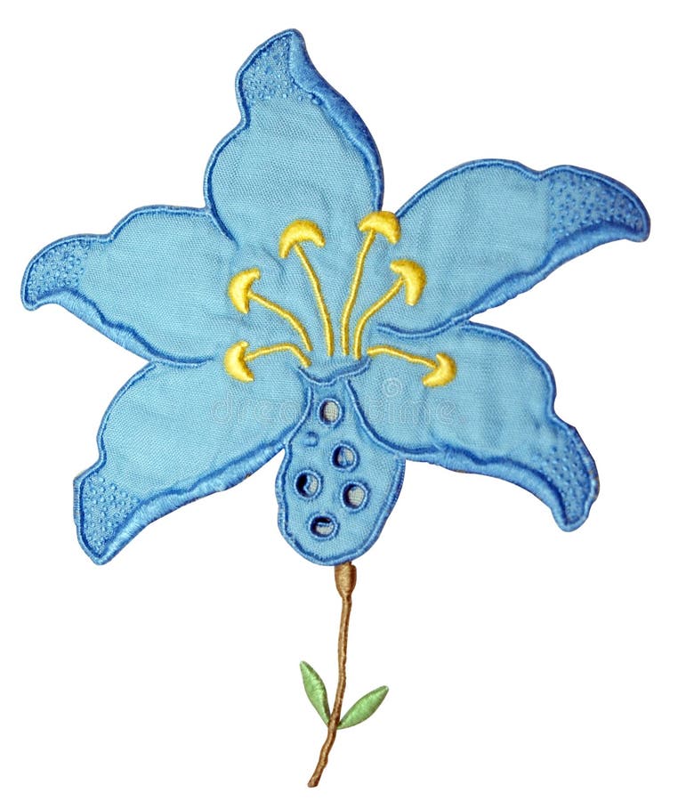 Blue Embroidery Flower stock image. Image of decoration 20081719