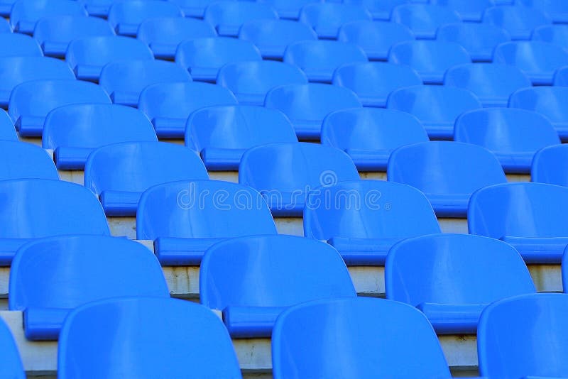 Blue empty stadium seats