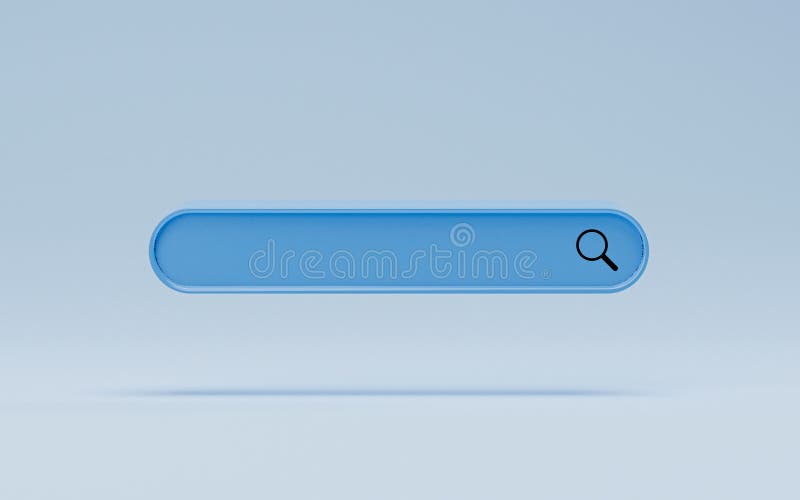 Blue search engine bar for Search Engine Optimisation or SEO concept to find information by internet connection by 3d render