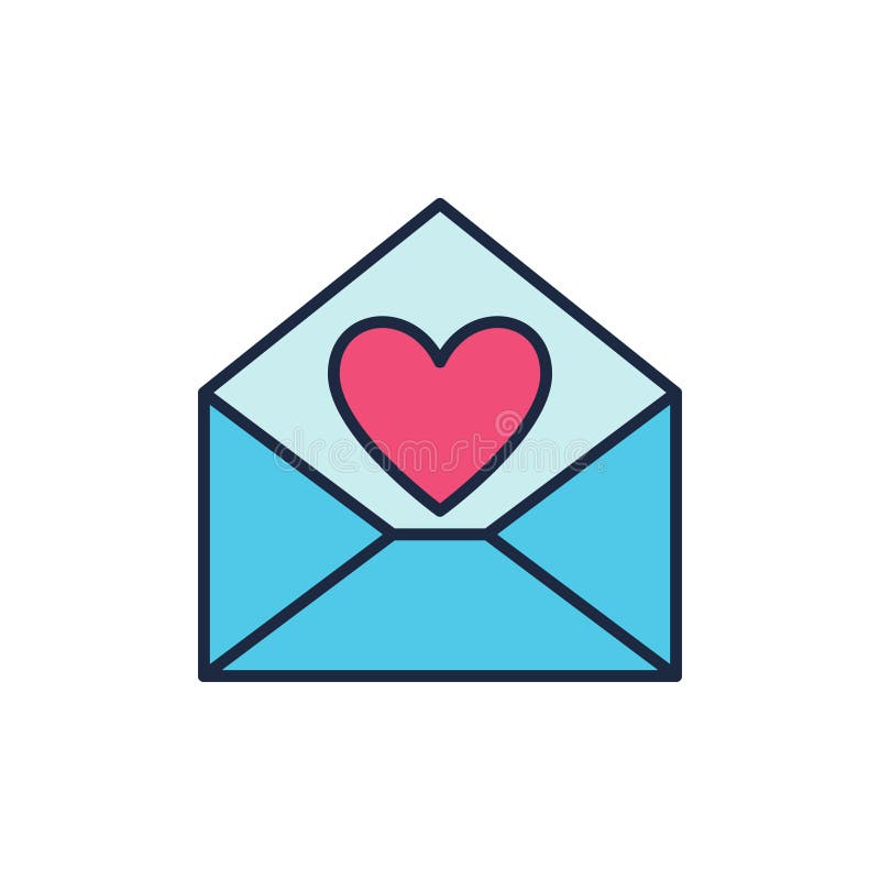 Blue Envelope with Red Heart vector icon. Love letter symbol vector illustration Blue Envelope with Red Heart vector icon. Love letter symbol vector illustration