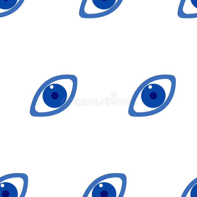 Blue Evil Eye. Diagonal Seamless Pattern Stock Vector Illustration of