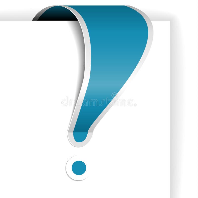 Blue exclamation mark with white border stock illustration