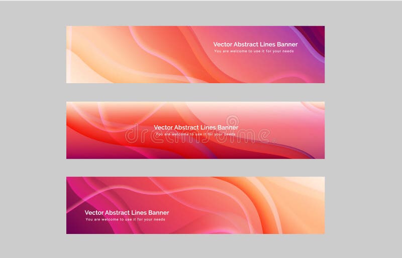Abstract red colored waves banners templates set background royalty free illustration