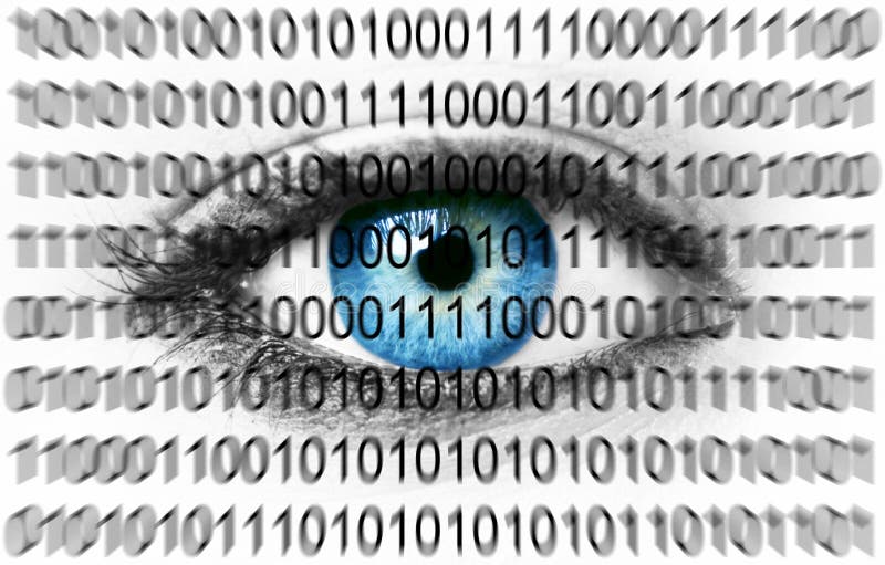 Blue eye with binary numbers royalty free illustration