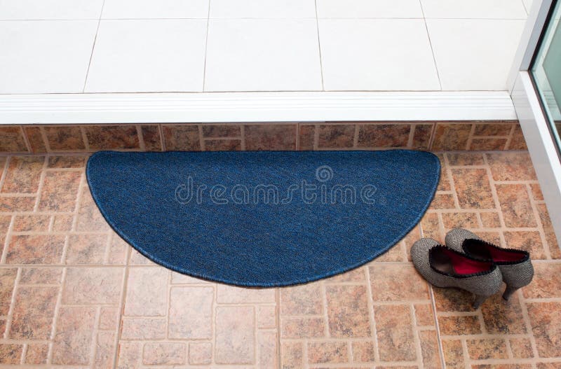 Blue fabric doormat