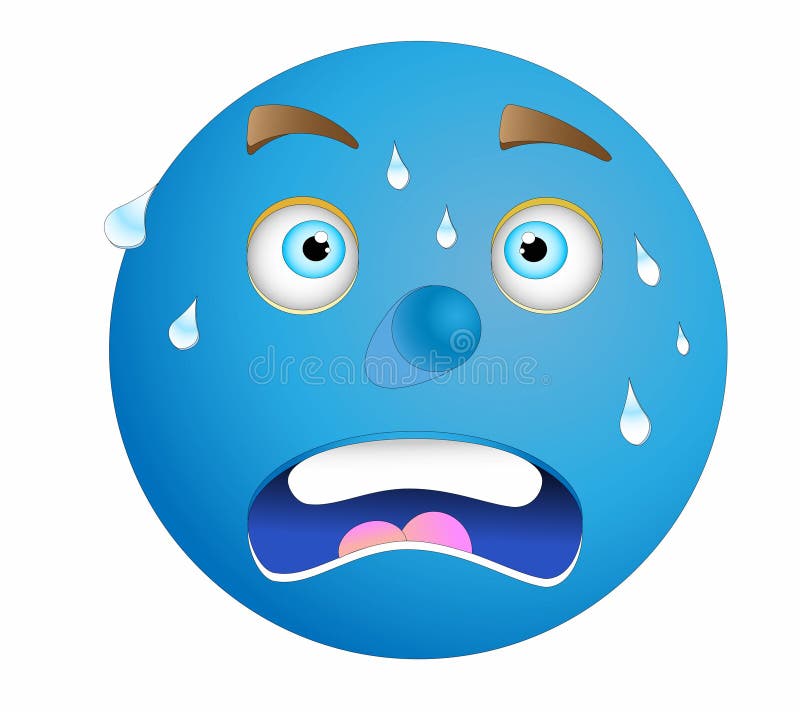 Scared blue emoji