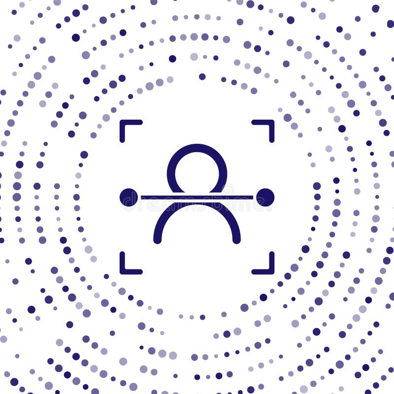 Blue Face Recognition Icon Isolated on White Background. Face