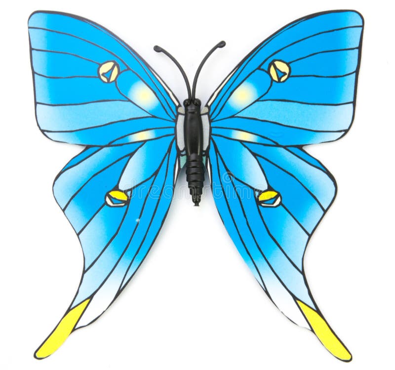 Blue Fake Butterfly Isolated Stock Photo - Download Image Now