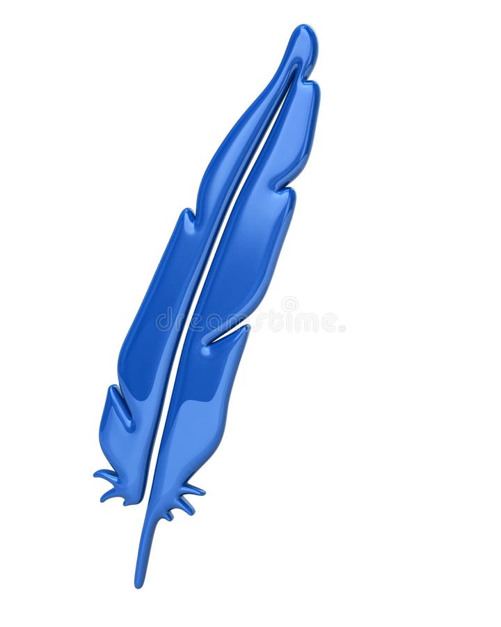 Blue feather icon stock illustration. Illustration of calligraphy