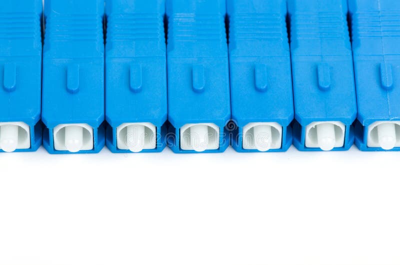Blue Fiber Optic SC Connector Patchcord Stock Image Image of