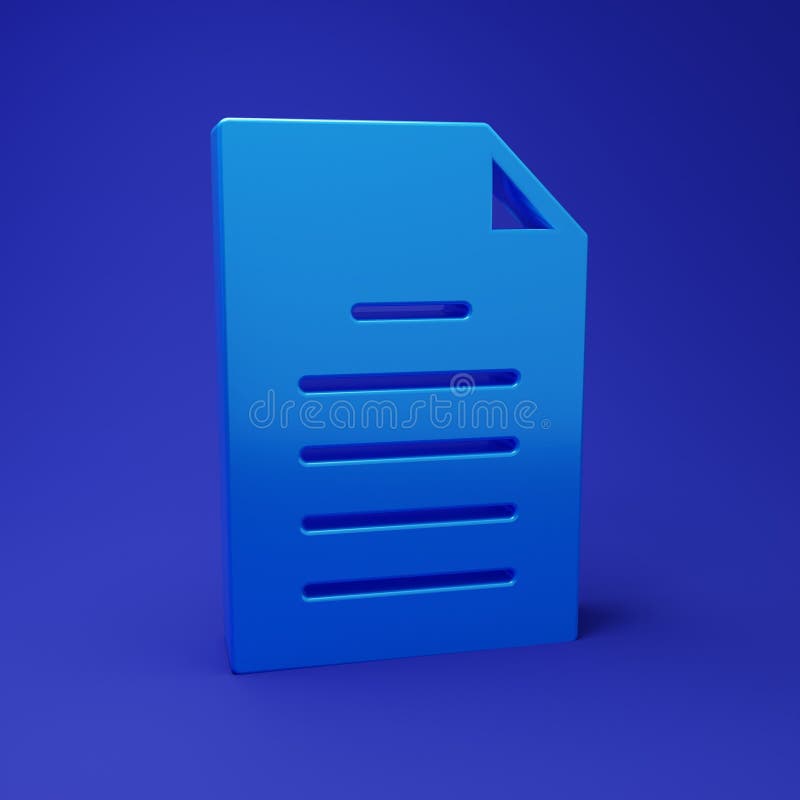 Blue File document icon isolated on blue background. Checklist icon. Business concept. Minimalism concept. 3D render royalty free illustration