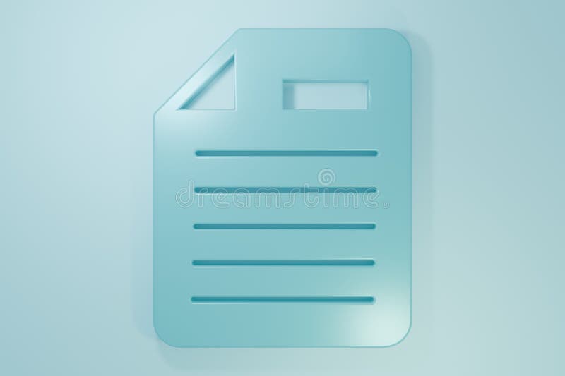 Blue File document icon isolated on blue background. Checklist icon. Business concept. Minimalism concept. 3D render stock illustration
