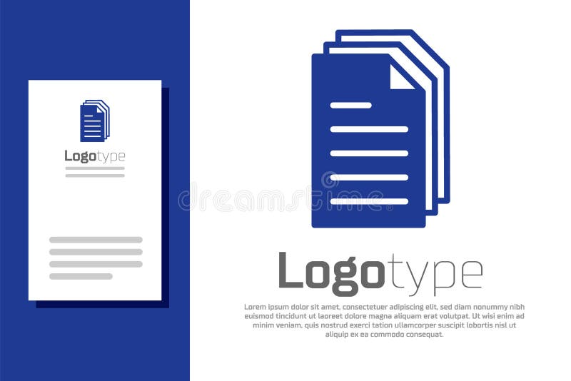 Blue File document icon isolated on white background. Checklist icon. Business concept. Logo design template element vector illustration