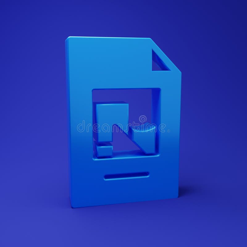 Blue File document with illustration icon isolated on blue background. Checklist icon. Business concept. Minimalism concept. 3D stock illustration