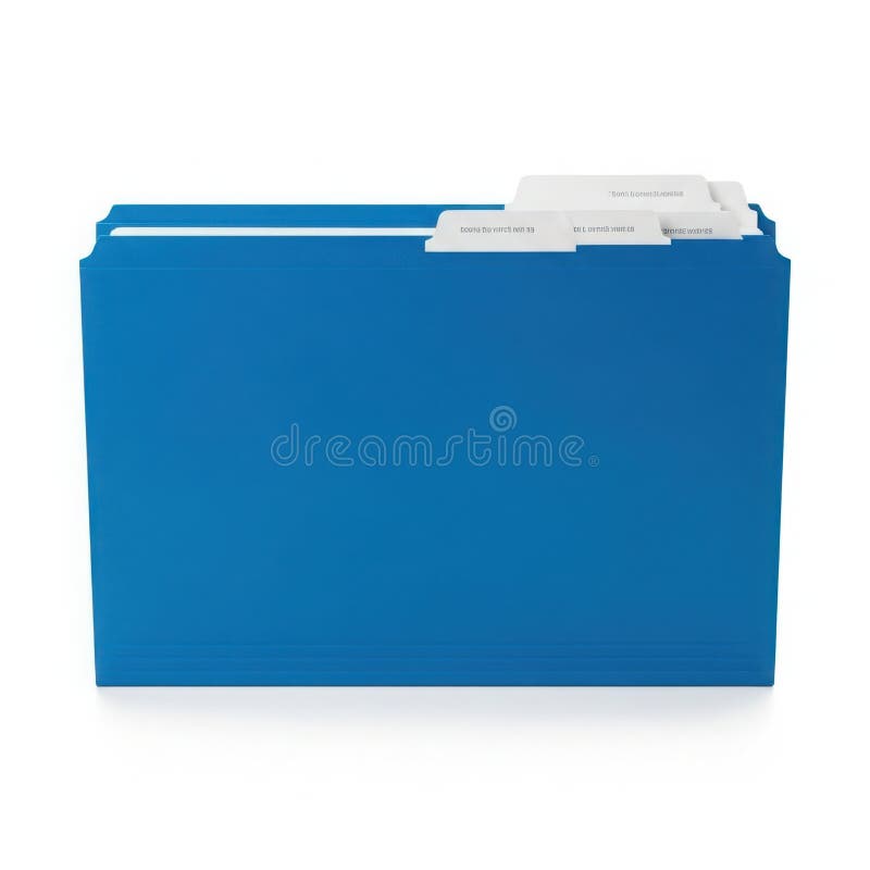 Blue file folder with tabs stock illustration