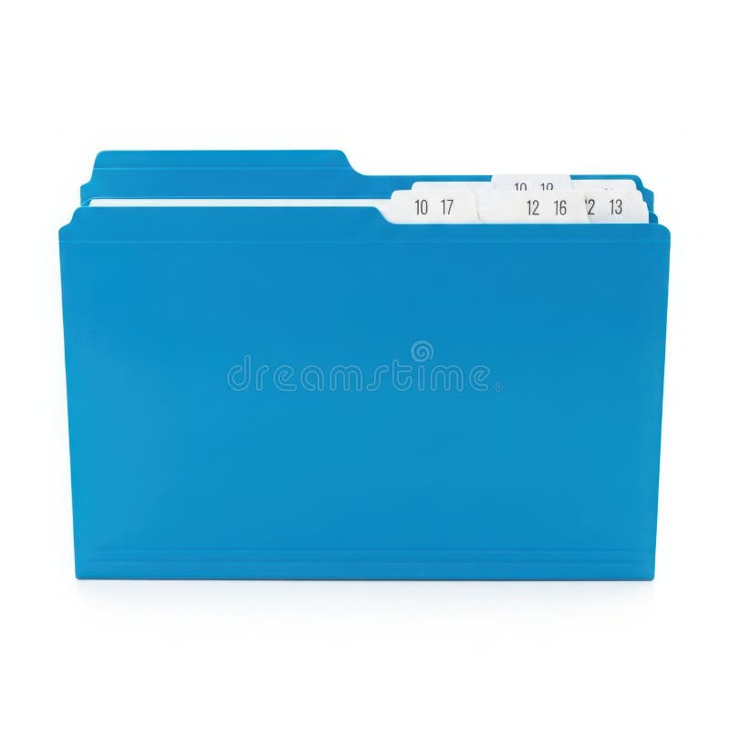 Blue file folder with tabs stock illustration