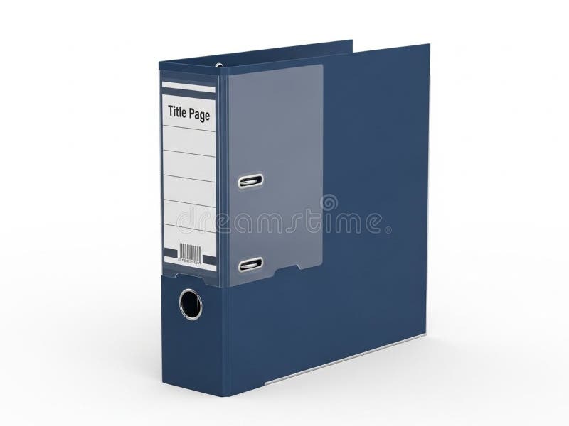 Blue file folder with title page stock illustration
