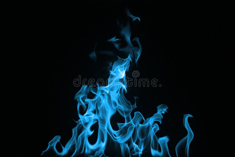 Blue Fire Isolated on a Black Background. Stock Photo Image of