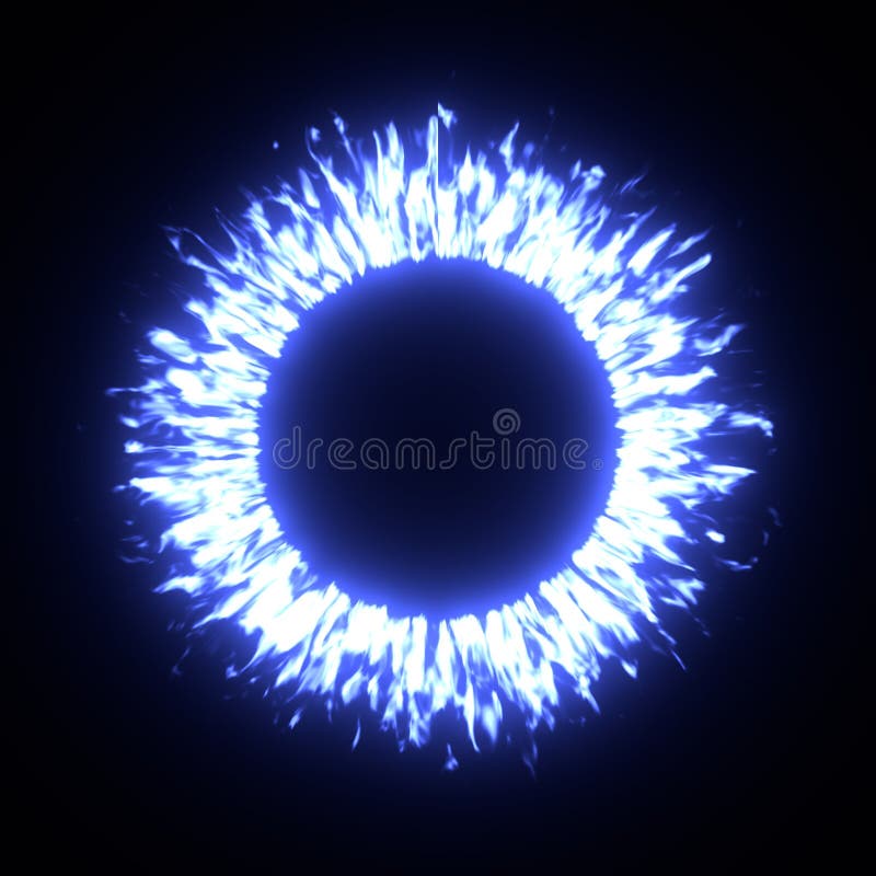 Blue Fire Ring on Black Background. Stock Illustration Illustration