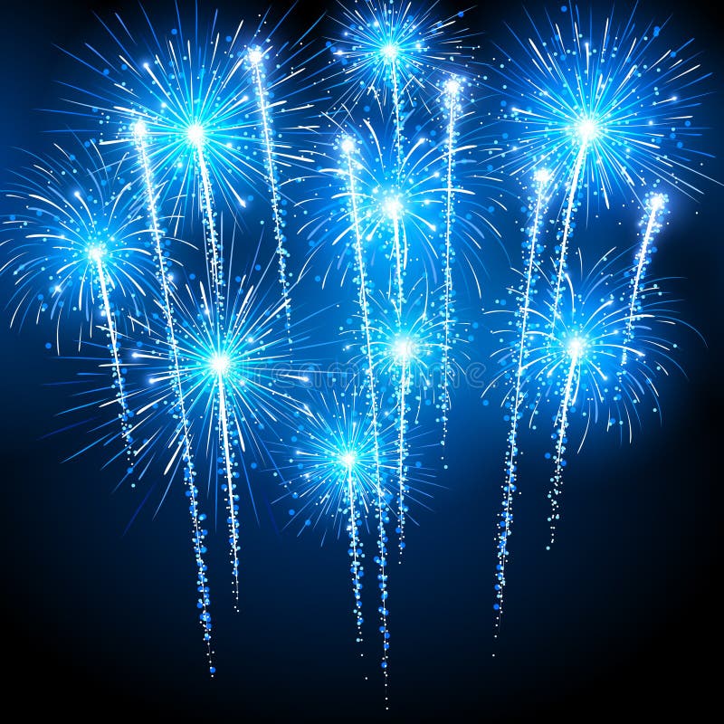 Blue Fireworks Stock Vector Image 45307940