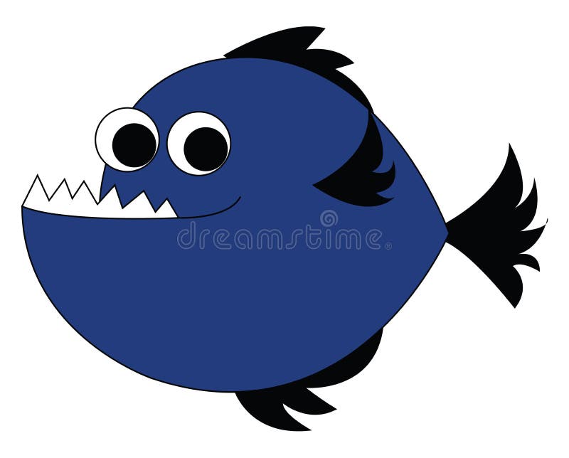 Blue Fish with Teeth , Vector or Color Illustration Stock Vector -  Illustration of fish, nutrition: 160161103