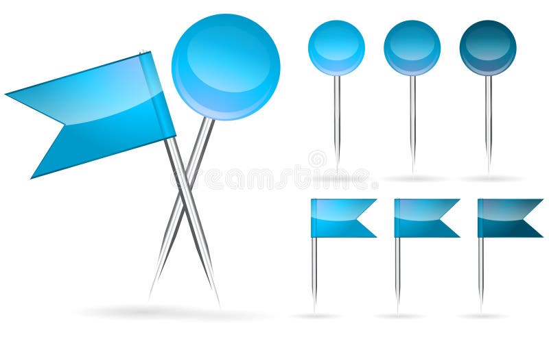 Blue flag and round pin