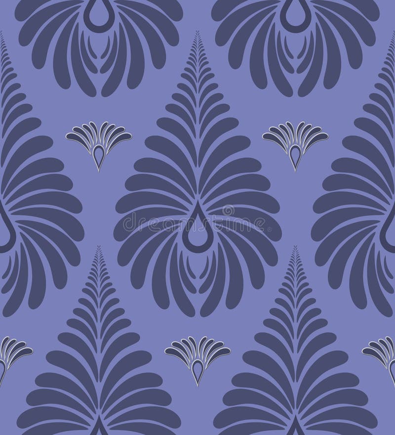 Blue Flock Heritage Wallpaper Stock Illustration Illustration of