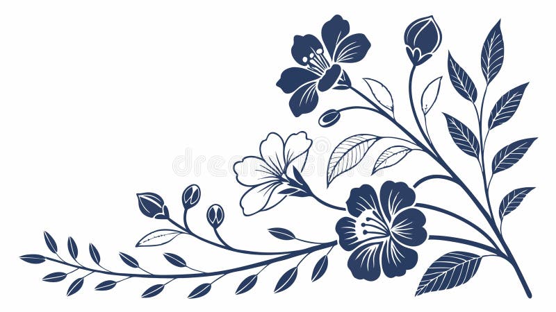 Blue Floral Corner, Subtle Abstract Elements, vector design Generative AI vector illustration