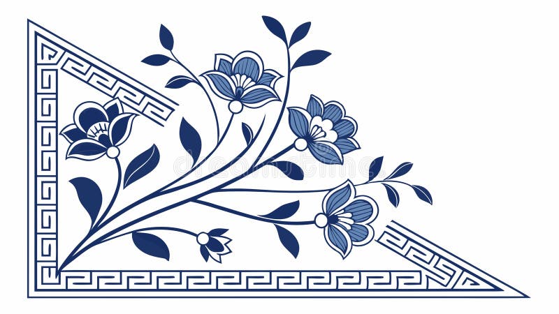 Blue Floral Corner, Subtle Abstract Elements, vector design Generative AI royalty free illustration