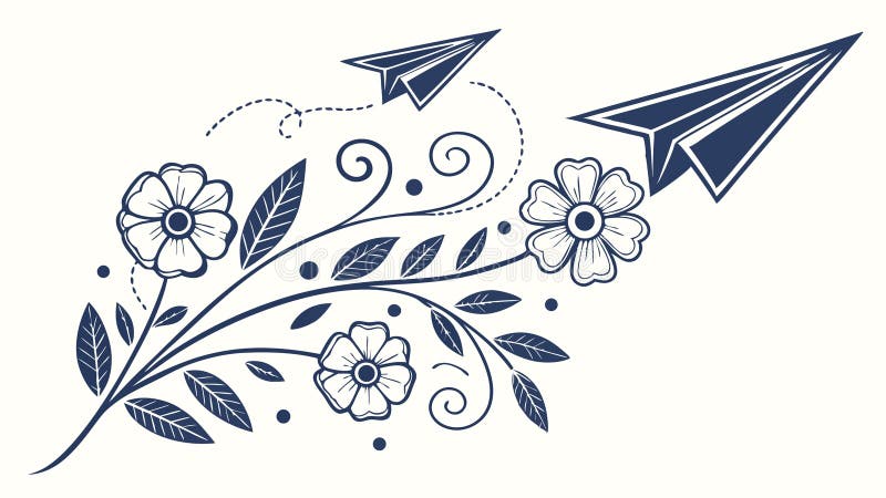 Blue Floral Corner, Subtle Abstract Elements, vector design Generative AI royalty free illustration
