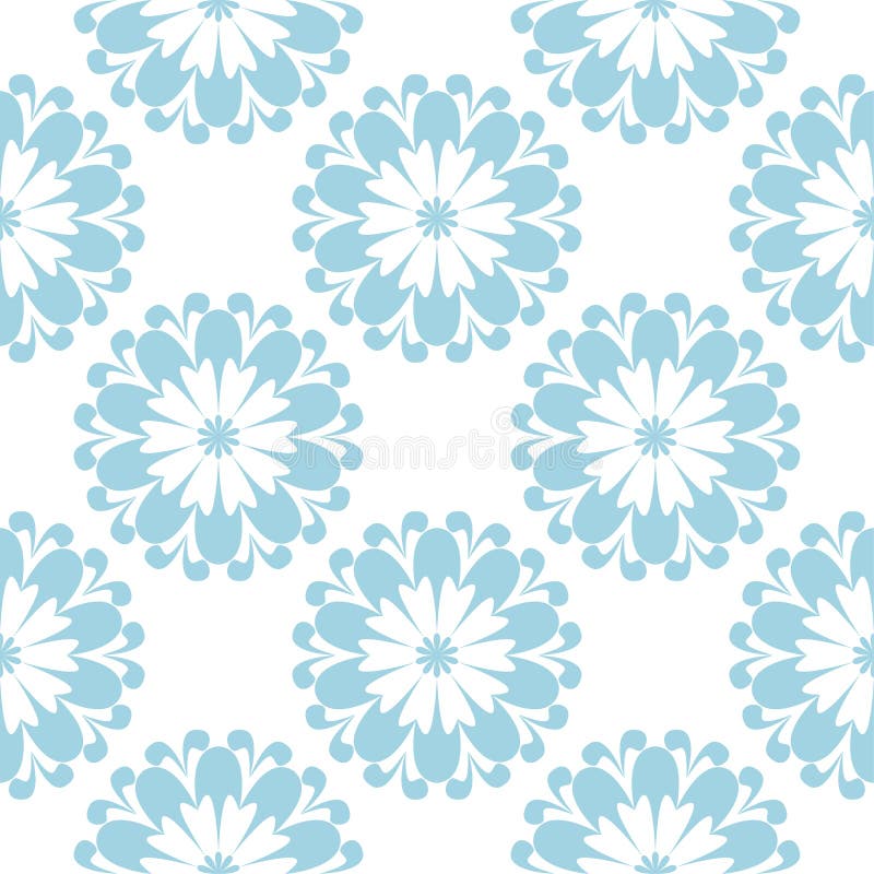 Blue Floral Seamless Pattern on White Background Stock Vector Illustration of smooth, blossom