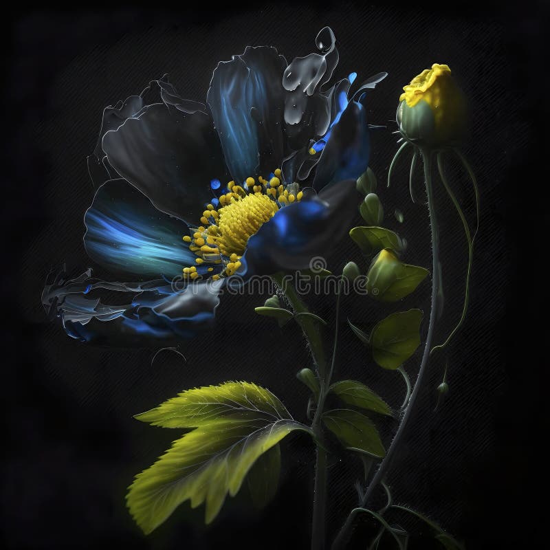 Blue Flower with Green Stem and