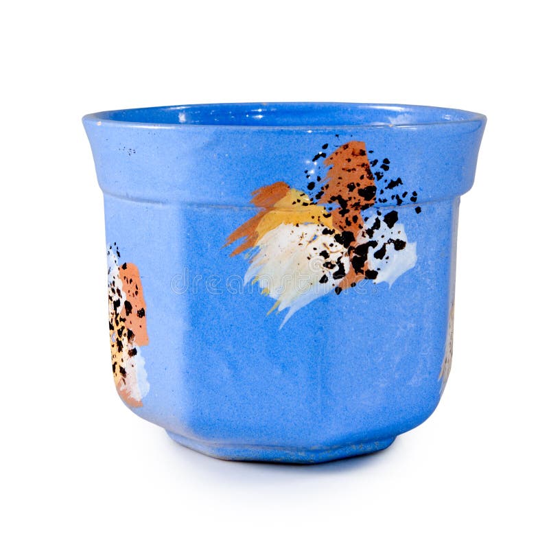 Blue flower pots isolated stock image. Image of empty 56600623