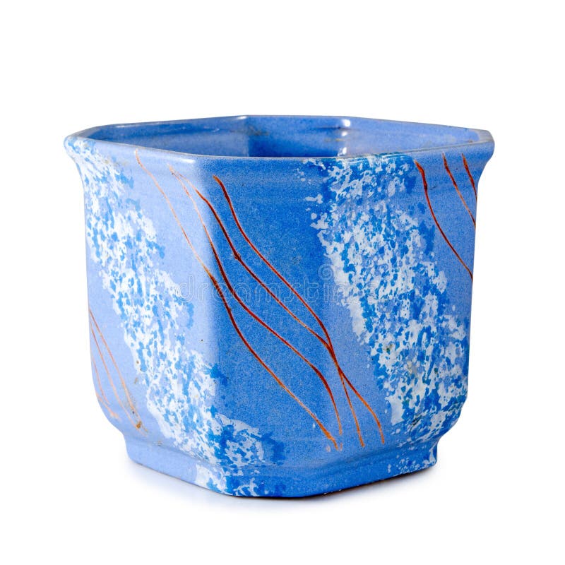 Blue flower pots isolated stock photo. Image of garden 56600398