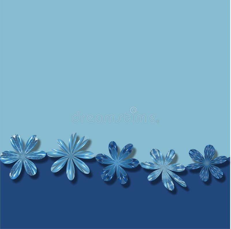 An illustration of 5 fantasy flowers in blue on a two toned blue background frame for use in website wallpaper design, presentation, desktop, invitation and brochure backgrounds. An illustration of 5 fantasy flowers in blue on a two toned blue background frame for use in website wallpaper design, presentation, desktop, invitation and brochure backgrounds.