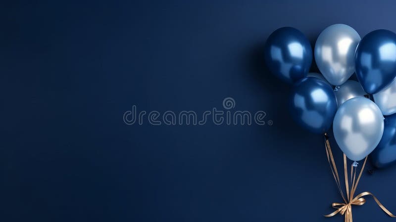 Blue Foil Balloons On Dark Blue Background - Minimalist Abstract Uhd Image