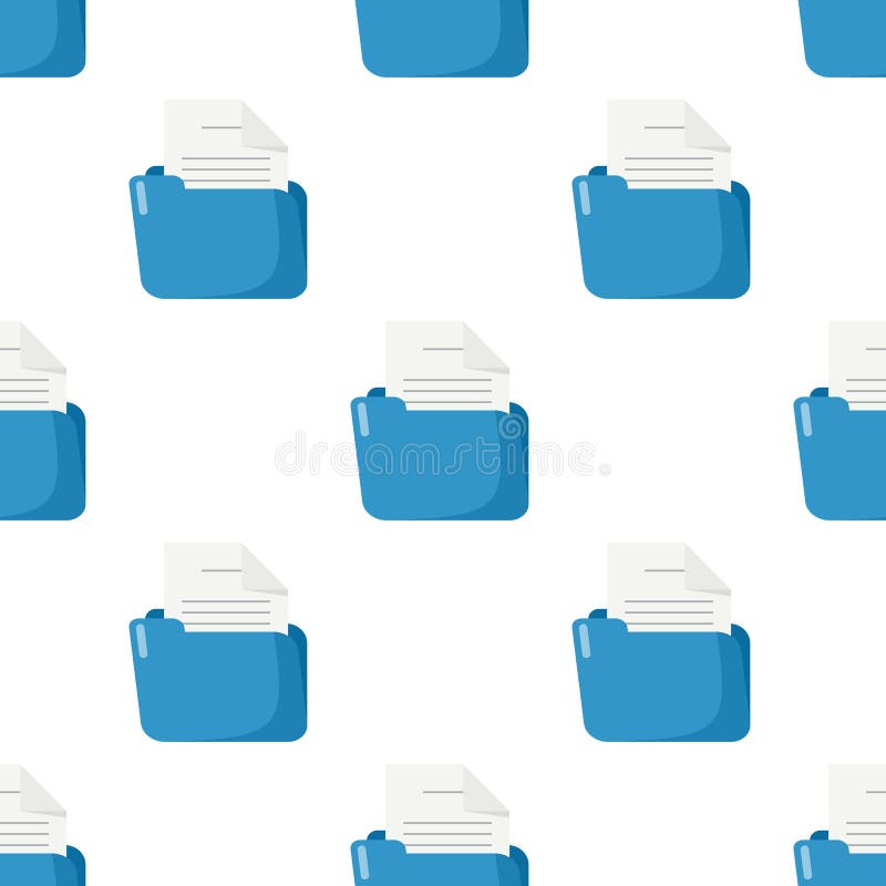 Blue Folder Document Seamless Pattern vector illustration