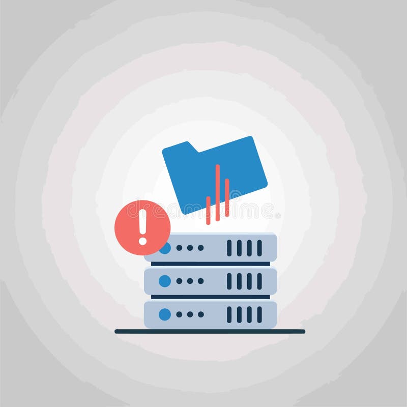 Blue Folder File Server Error Red Exclamation Mark Icon royalty free illustration