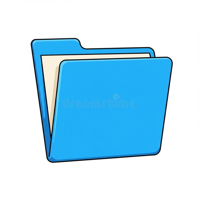 Blue folder icon with a 3D cartoonish design on a white background. It appears open stock illustration