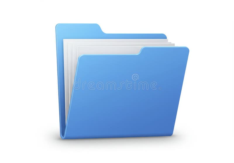 Blue Folder Icon with Documents for File Management stock illustration