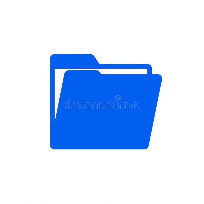 Blue folder icon on a white background, depicting a simple, stylized file folder. The royalty free illustration