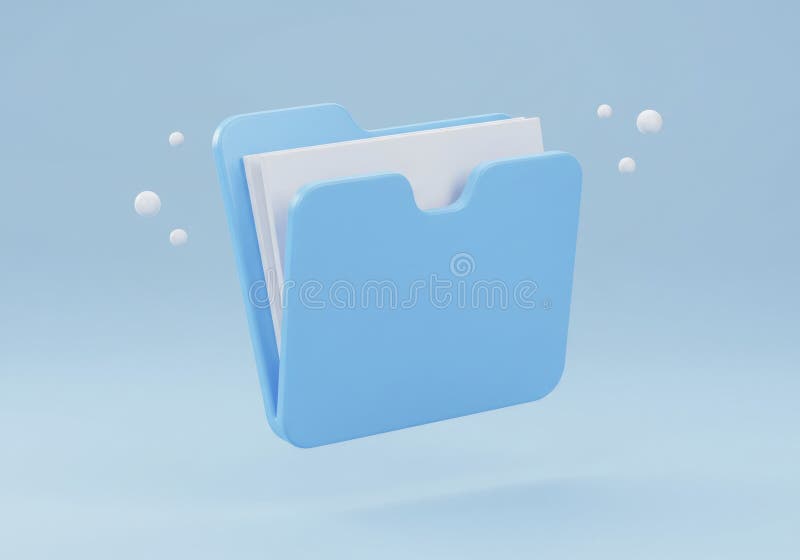 Blue Folder with Paper Illustration on Light Blue Background vector illustration