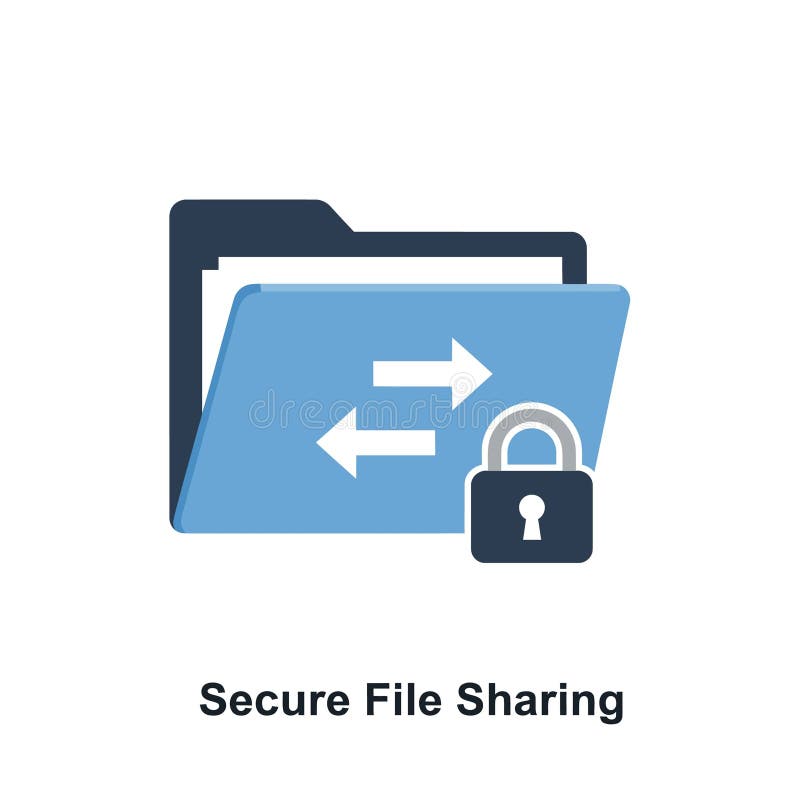 Blue Folder Secure File Sharing Data Transfer Icon vector illustration