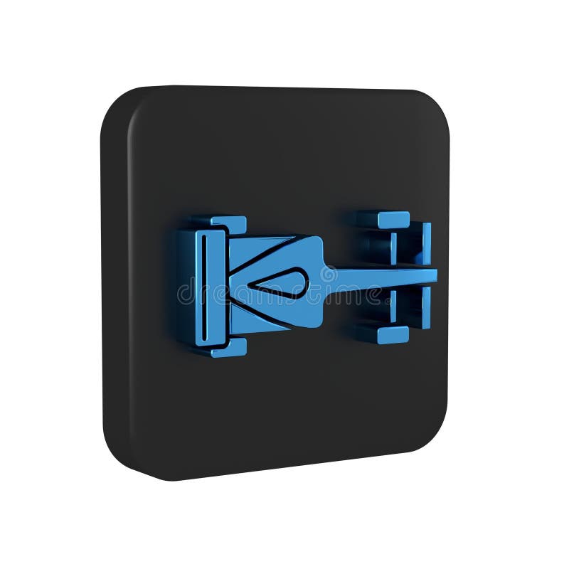 Blue Formula race car icon isolated on transparent background. Black square button. stock illustration