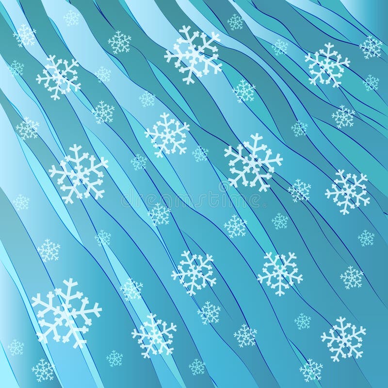 Blue frosty wave with falling snow vector