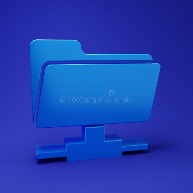 Blue FTP folder icon isolated on blue background. Software update, transfer protocol, router, teamwork tool management vector illustration