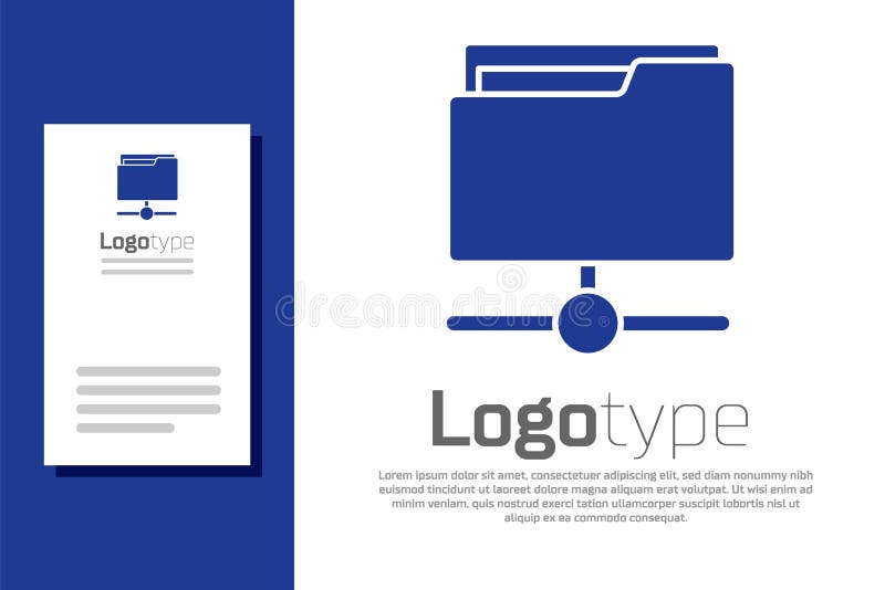 Blue FTP folder icon isolated on white background. Software update, transfer protocol, router, teamwork tool management stock illustration