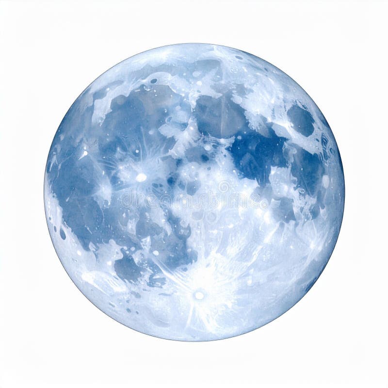 Blue Full Moon Isolated on White Background vector illustration