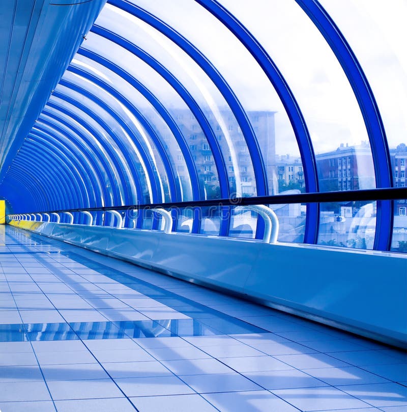 Blue futuristic corridor royalty free stock photos